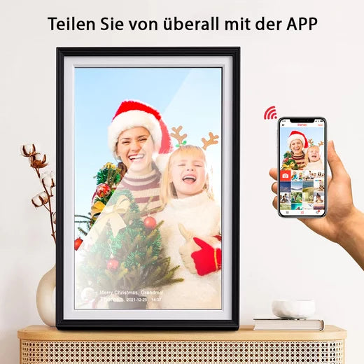 Elektronischer Fotorahmen 10,1 " Digitaler Bilderrahmen (1280 x 800 Pixel, 32 GB, Touchscreen WLAN mit Automatische Drehung Photo Video Teilen)