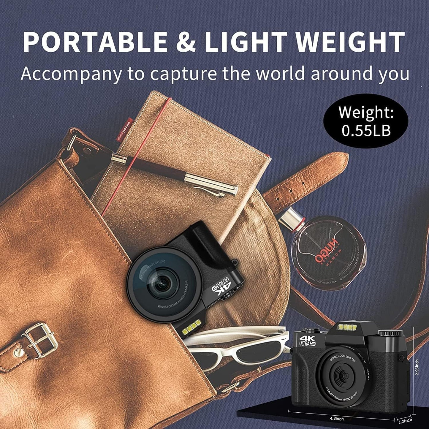 R10 4K Digitalkamera mit 180° Flip 3.0" Bildschirm Kompaktkamera (48 MP, WLAN (Wi-Fi), 16X Digitalzoom Fotokamera mit Weitwinkel+Macro Linse, 64GB TF-Karte)