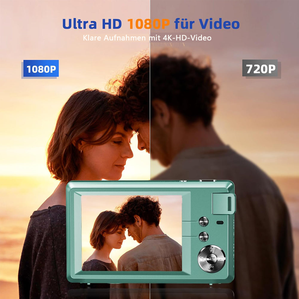 Digitalkamera, 48MP 1080P FHD Fotokamera mit 3,0 Zoll Bildschirm, Kompaktkamera (inkl. 16X Digit