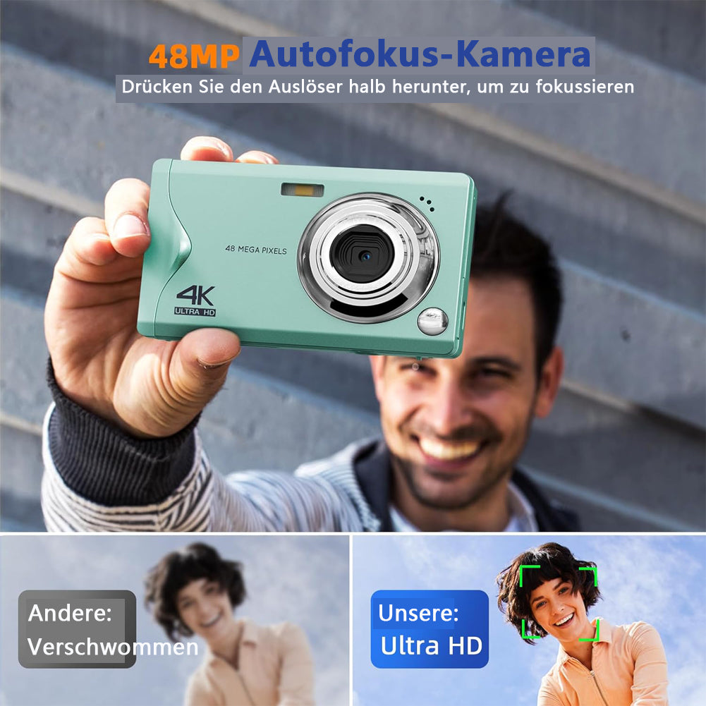 Digitalkamera, 48MP 1080P FHD Fotokamera mit 3,0 Zoll Bildschirm, Kompaktkamera (inkl. 16X Digit