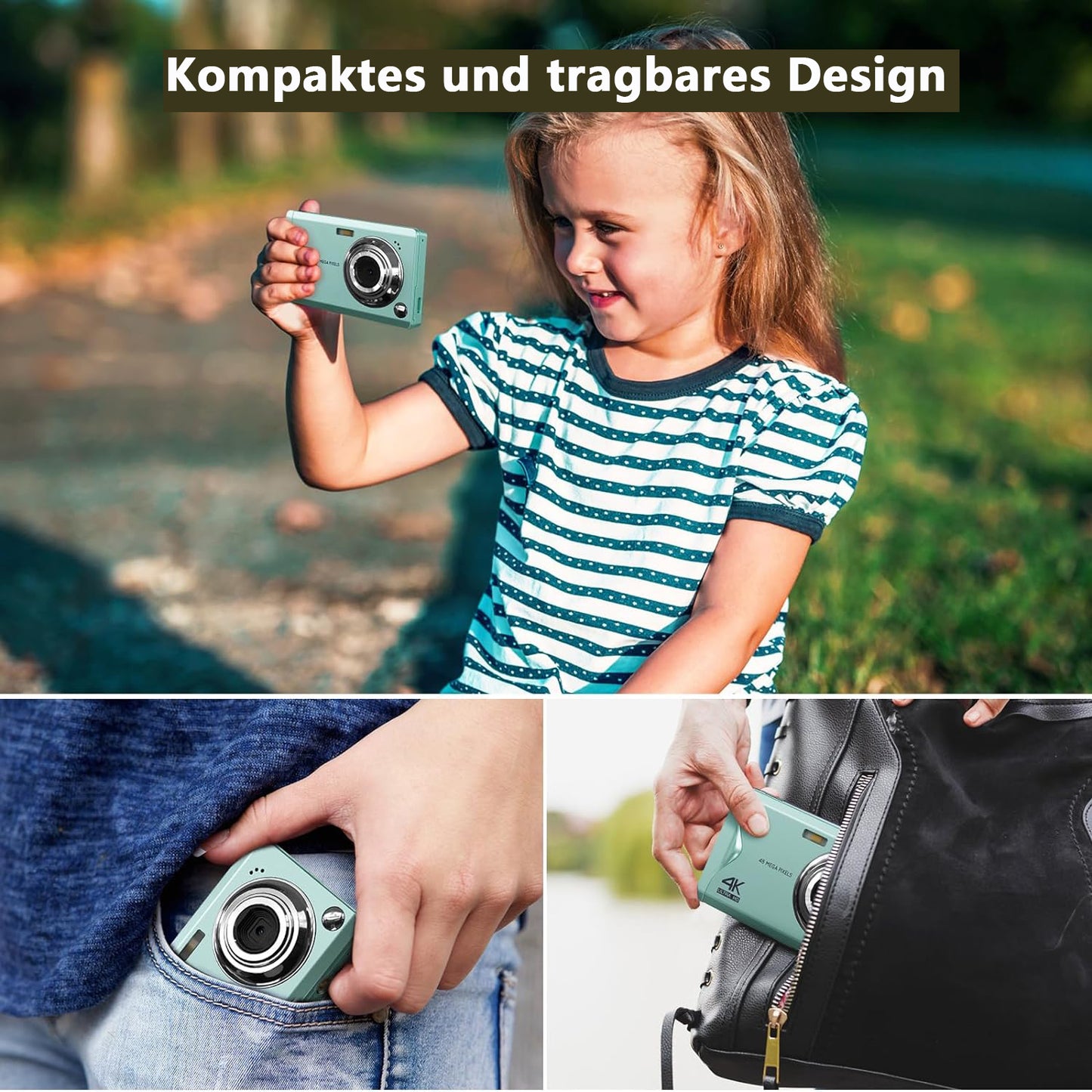 Digitalkamera, 48MP 1080P FHD Fotokamera mit 3,0 Zoll Bildschirm, Kompaktkamera (inkl. 16X Digit