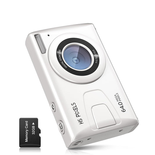 Digitalkameras, 64-Megapixel-MP3-Player Vollformat-Digitalkameras Vollformat-Digitalkamera (inkl. Kompakte Videokamera mit 18fachem Digitalzoom Vlogging-Kamera, Autofokus Punkt und schieBen Digitalkameras Geschenk fur Teens)