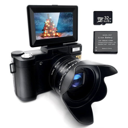 4K Digitalkamera, 48MP Fotokamera mit 3,0 Zoll Bildschirm, Kompaktkamera (5x opt. Zoom, inkl. Weitwinkelobjektiv, 32GB TF-Karte, Autofokus Kompaktkamera, 5X Optischer Zoom und 8X Digitalzoom)